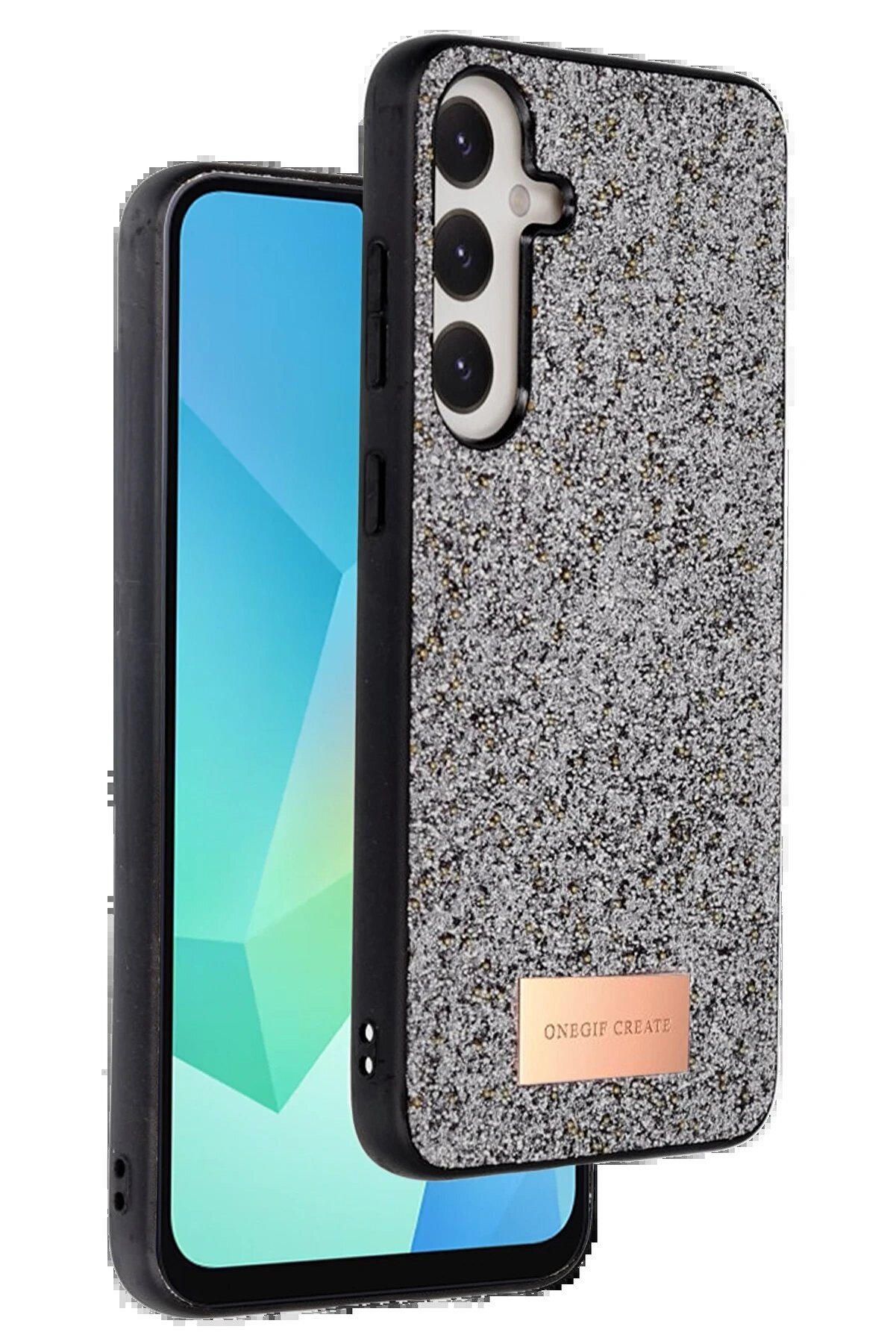 CepteToptan Samsung Galaxy A36 Bright Simli Kapak - G&uuml;m&uuml;ş - DROPX8263-8434