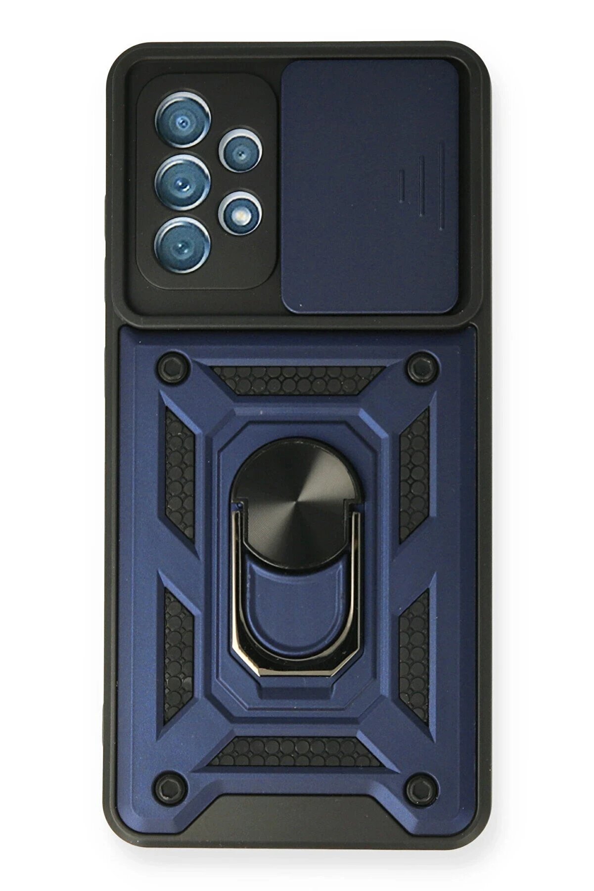 CepteToptan Samsung Galaxy A32 Kılıf Pars Lens Yüzüklü Silikon - Lacivert - DROPX9464-8271