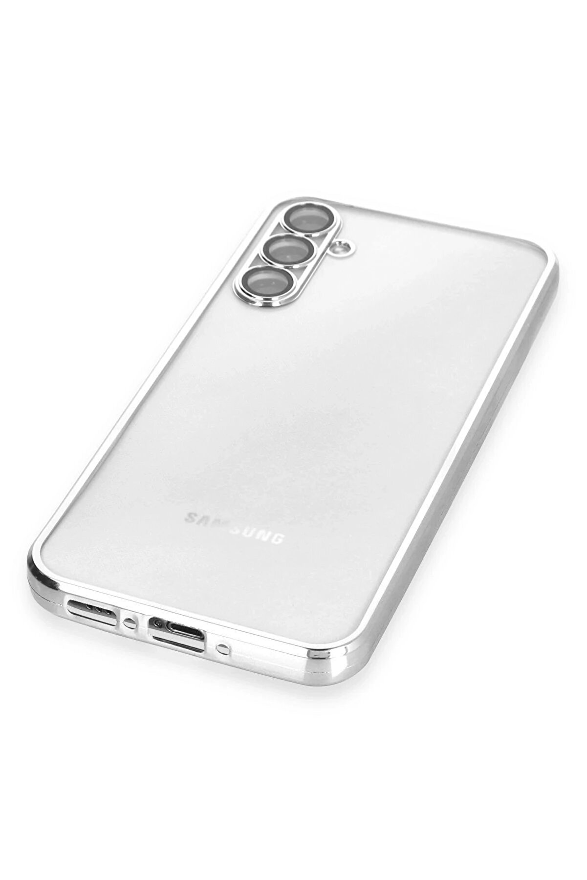 Samsung Galaxy A54 5G Kılıf Lensli̇ Si̇li̇kon - Gümüş - Dropx6290-4207