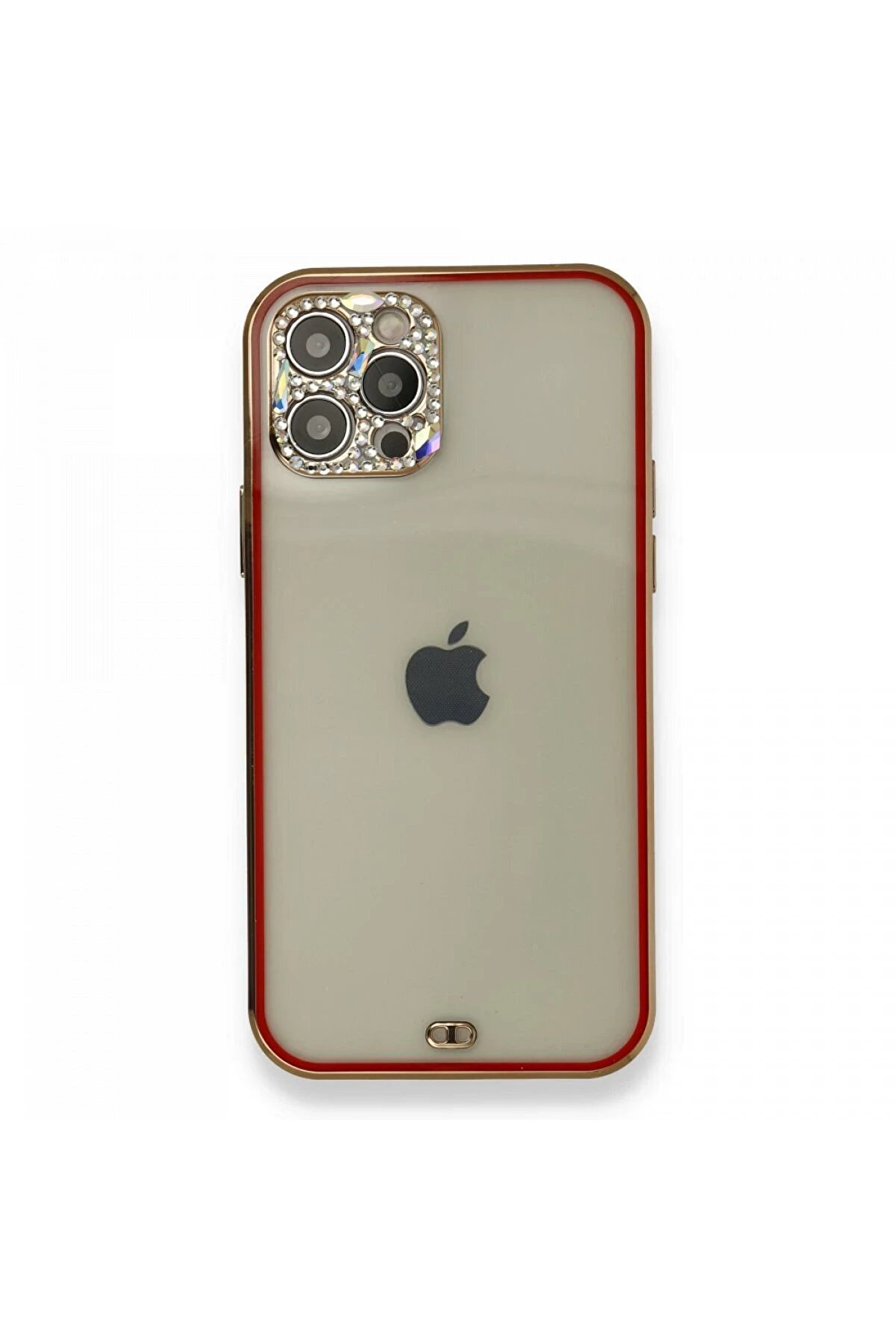 CepteToptan iPhone 12 Pro Kılıf Liva Taşlı Silikon - Kırmızı - DROPX1875-1286