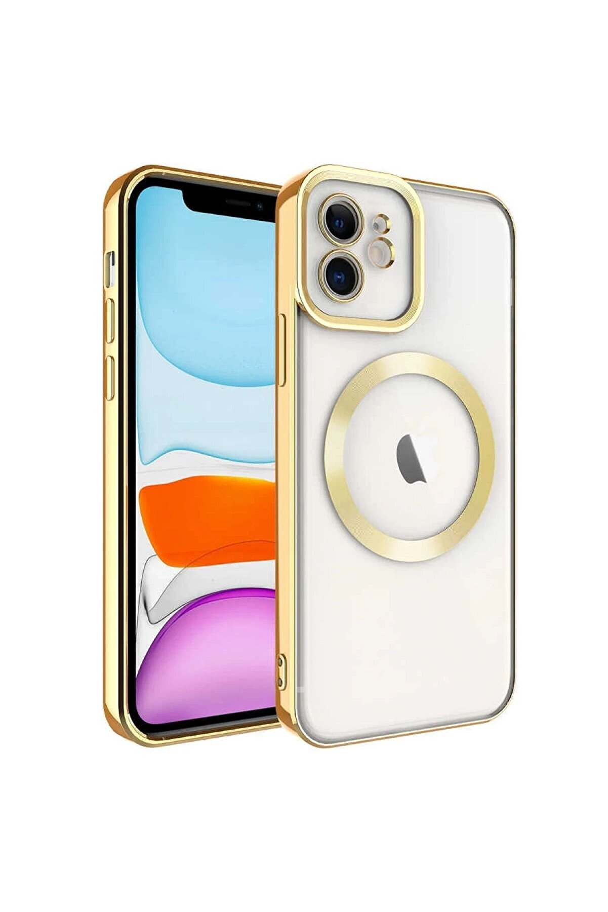 CepteToptan iPhone 12 Kılıf Kross Magneticsafe Kapak - Gold - DROPX3397-2979