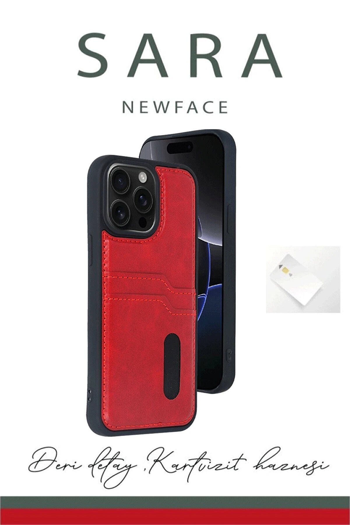 CepteToptan iPhone 16 Kılıf Sara Kartvizitli Deri Kılıf - Taba - DROPX9955-2442