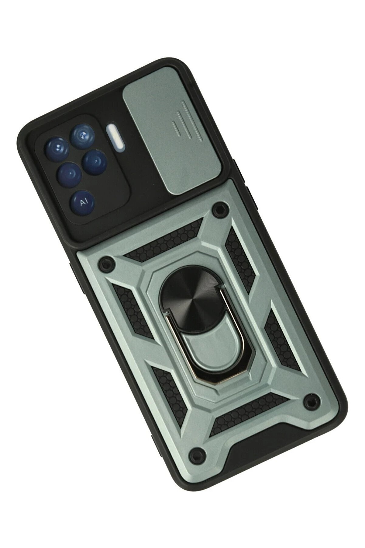 Oppo Reno 5 Li̇te Kılıf Pars Lens Yüzüklü Si̇li̇kon - Yeşi̇l - Dropx2545-5384