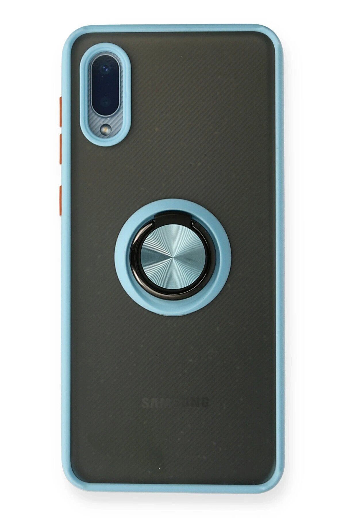 CepteToptan Samsung Galaxy A02 Kılıf Montreal Yüzüklü Silikon Kapak - Buz Mavi - DROPX4970-7650