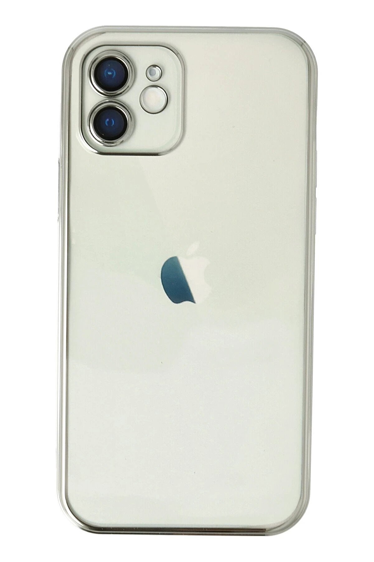 CepteToptan iPhone 12 Kılıf Lensli Silikon - Gümüş - DROPX1460-1167