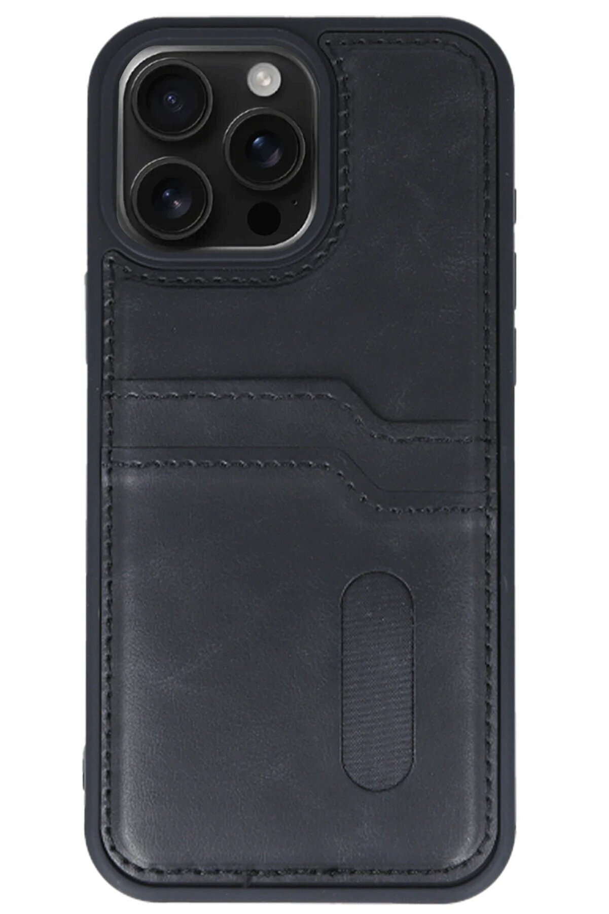 İphone 14 Pro Max Kılıf Sara Kartvi̇zi̇tli̇ Deri̇ Kılıf - Si̇yah - Dropx1831-2658