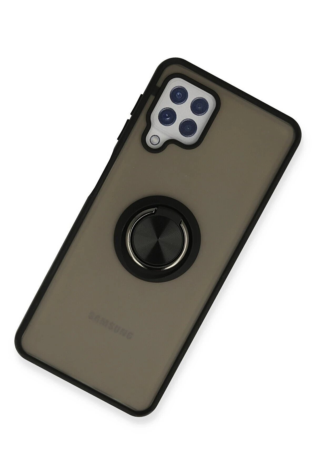 Samsung Galaxy A22 Kılıf Montreal Yüzüklü Si̇li̇kon Kapak - Si̇yah - Dropx2202-8127