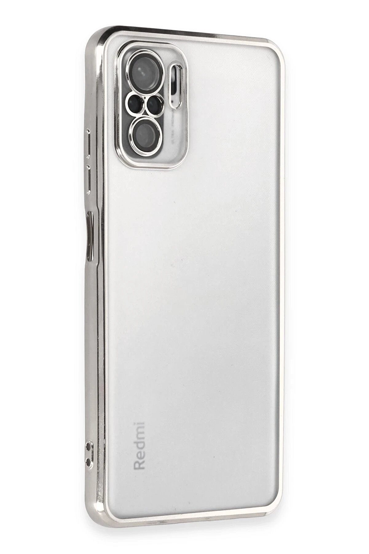 CepteToptan Xiaomi Redmi Note 10 Kılıf Lensli Silikon - G&uuml;m&uuml;ş - DROPX6913-1459