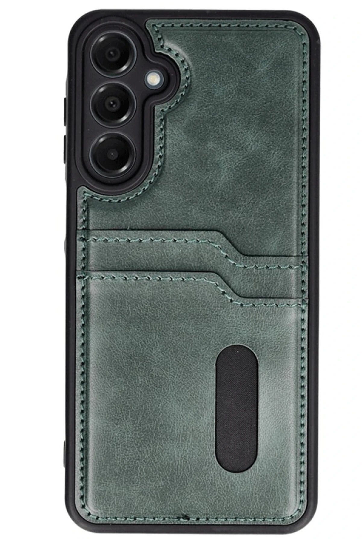 Samsung Galaxy A55 5G Kılıf Sara Kartvi̇zi̇tli̇ Deri̇ Kılıf - Koyu Yeşi̇l - Dropx7256-3581