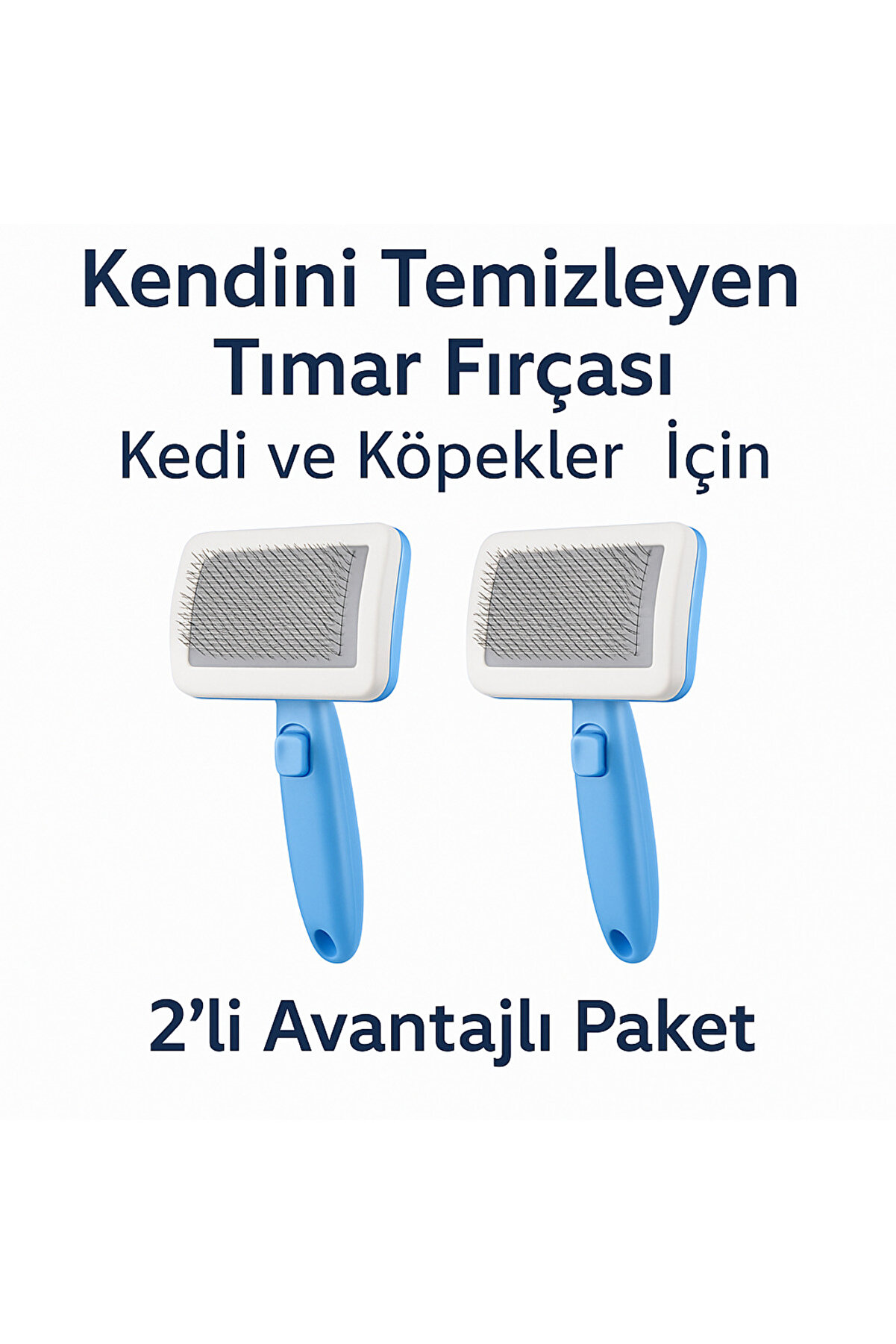 TRENDMEN 2'li Kedi Köpek Tüy Temizleme Fırçası – Otomatik Kendini Temizleyen Tımar Tarağı