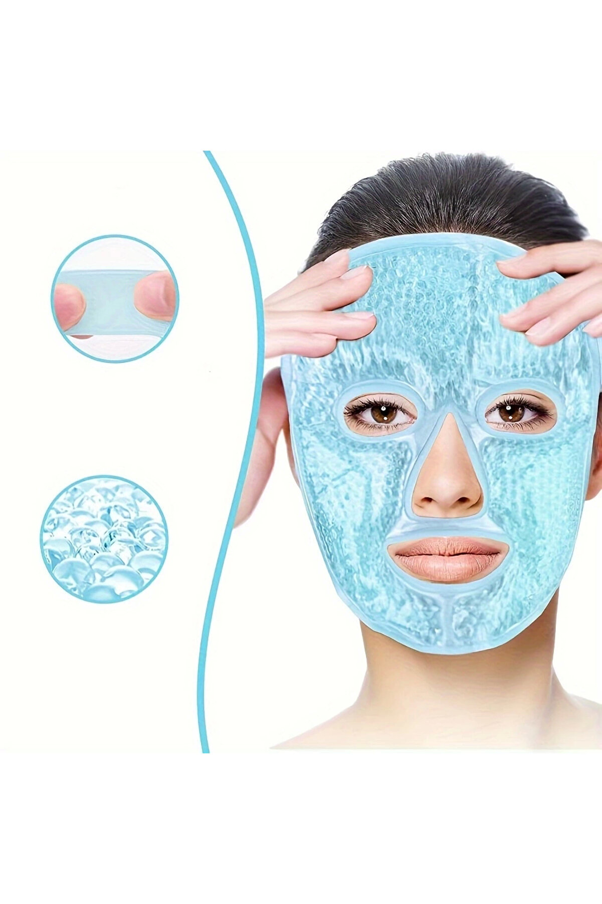 gizmurstore Terapi Jel Yüz Maskesi Soğuk Ve Sıcak Boncuklu Ayarlanabilir Maske (mavi)