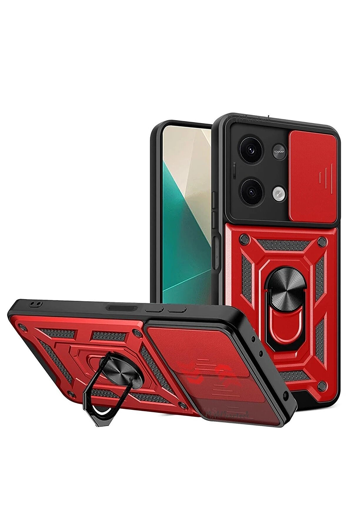 nerede bulurum Xiaomi Poco X6 Kılıf Pars Lens Yüzüklü Silikon - Kırmızı