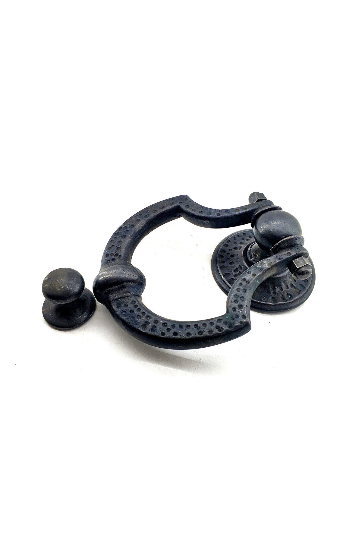evimdeyokyok Antika Tarz Dekoratif Pirinç Dövme Kapı Tokmağı, Taktak - 150x105 mm, Oksit