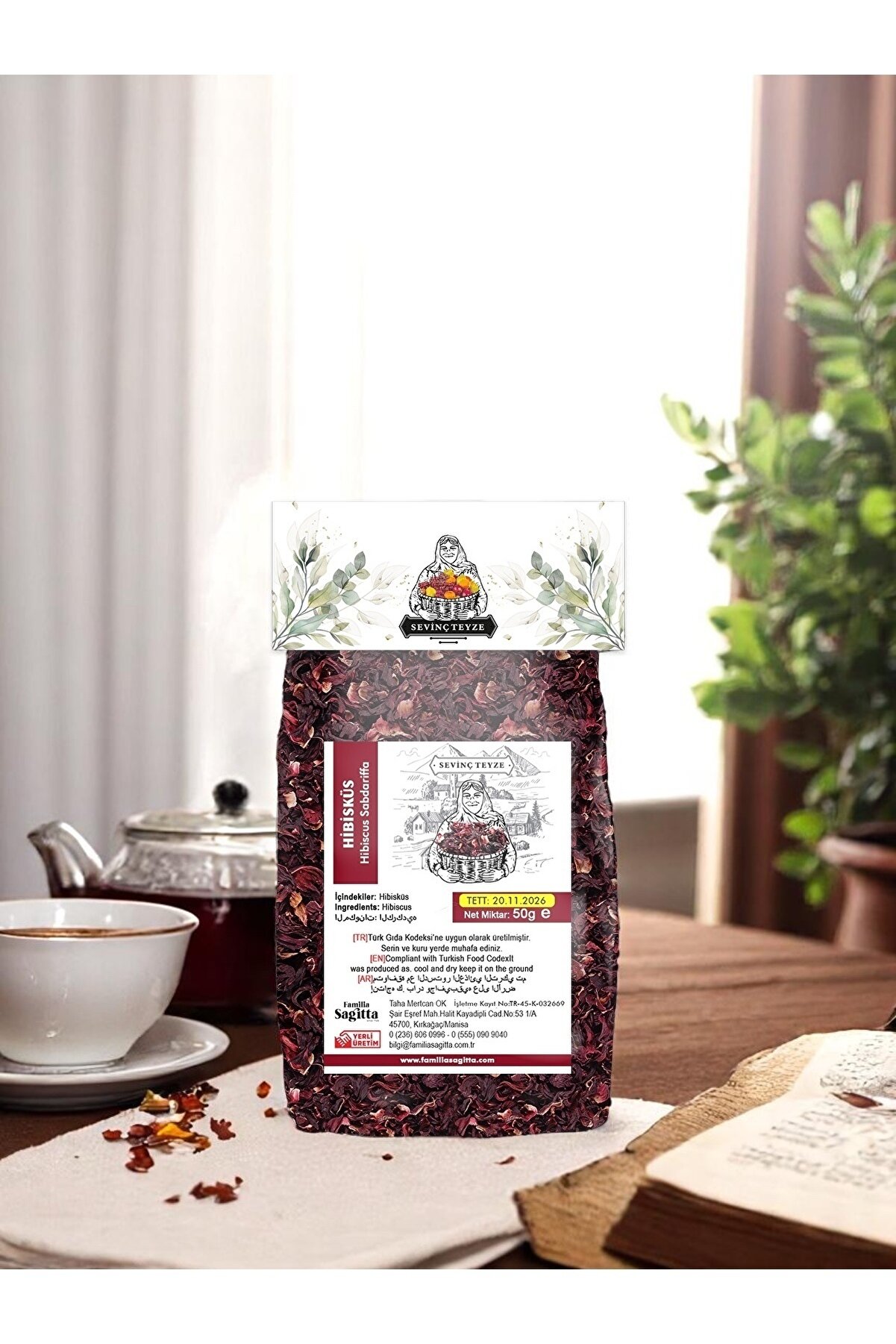 Hi̇bi̇sküs, Bamya Çi̇çeği̇, Mekke Gülü, Nar Çi̇çeği̇, Hi̇bi̇scus Sabdari̇ffa 50G