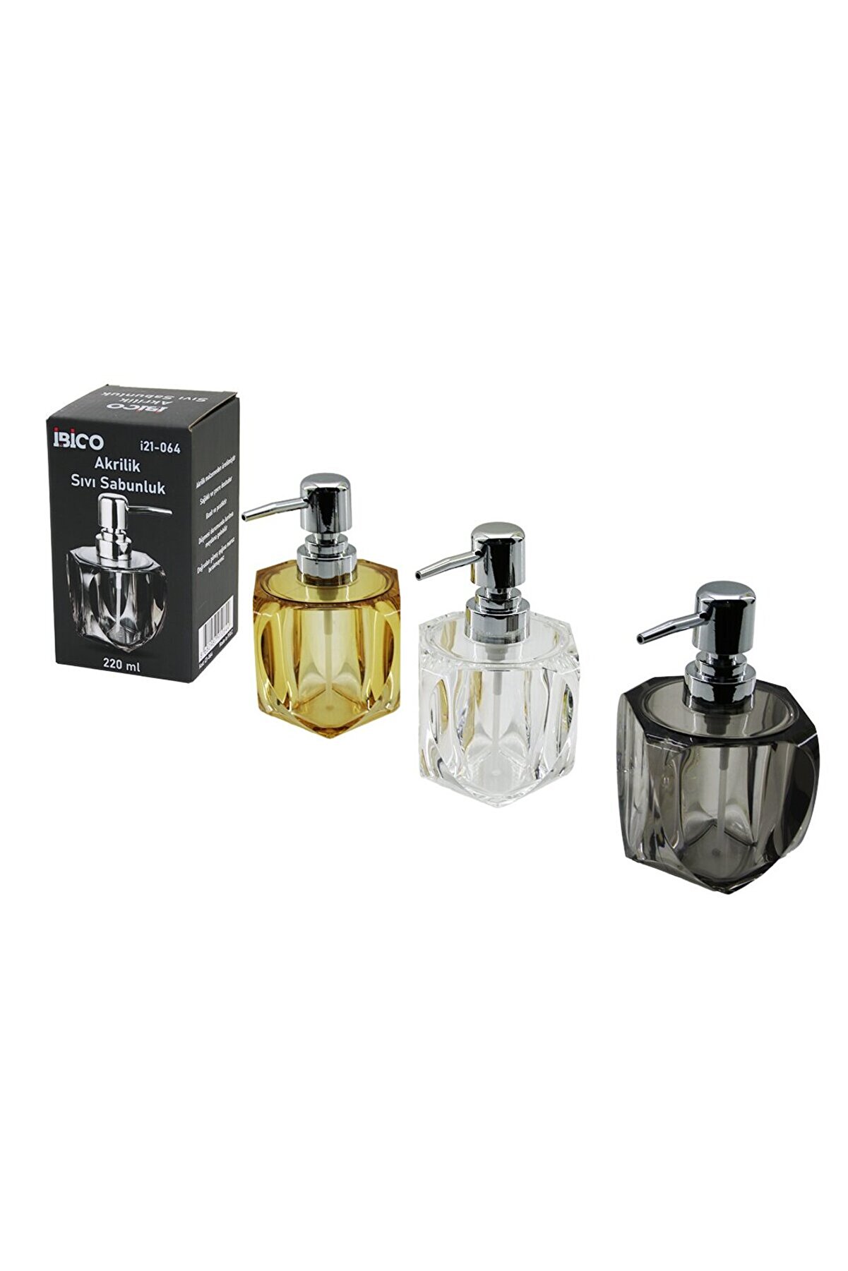 Go İthalat Tombul Kare - 4-Kalpli̇ G&ouml;vde Şeffaf - Renkli̇ Akri̇li̇k - Mi̇ka Kri̇stal Sıvı Sabunluk 220Ml (5314)