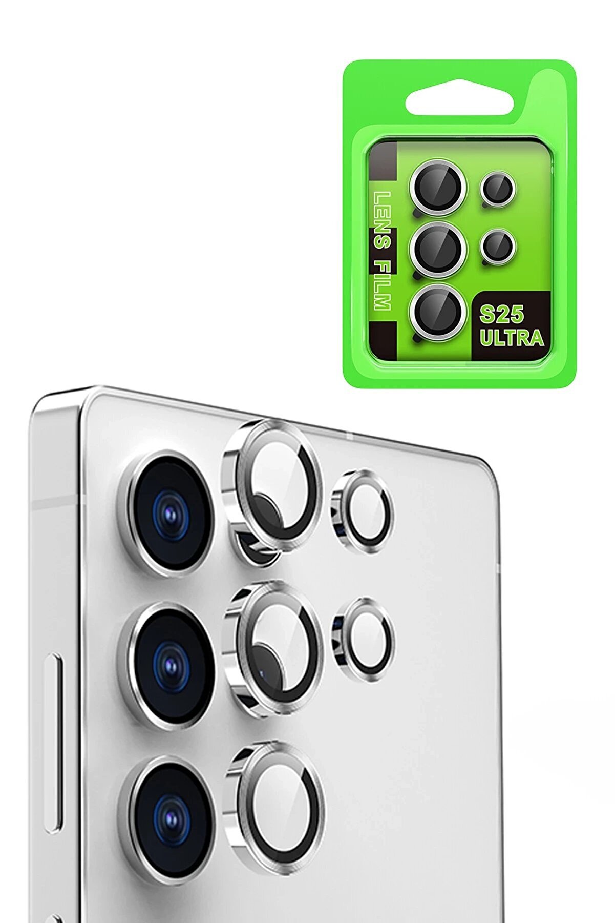 CepteToptan Samsung Galaxy S25 Ultra Raze Metal Kamera Lens - Gümüş - DROPX9083-4072