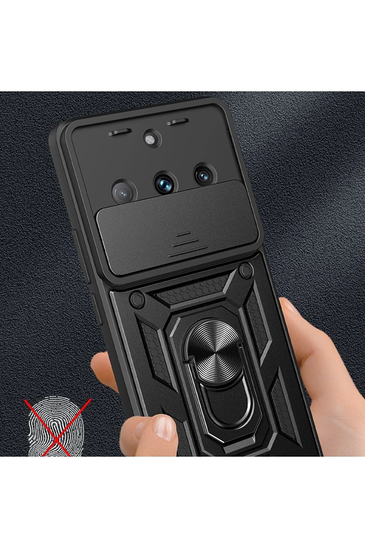 Realme 11 Pro Kılıf Pars Lens Yüzüklü Si̇li̇kon - Si̇yah - Dropx3075-3895