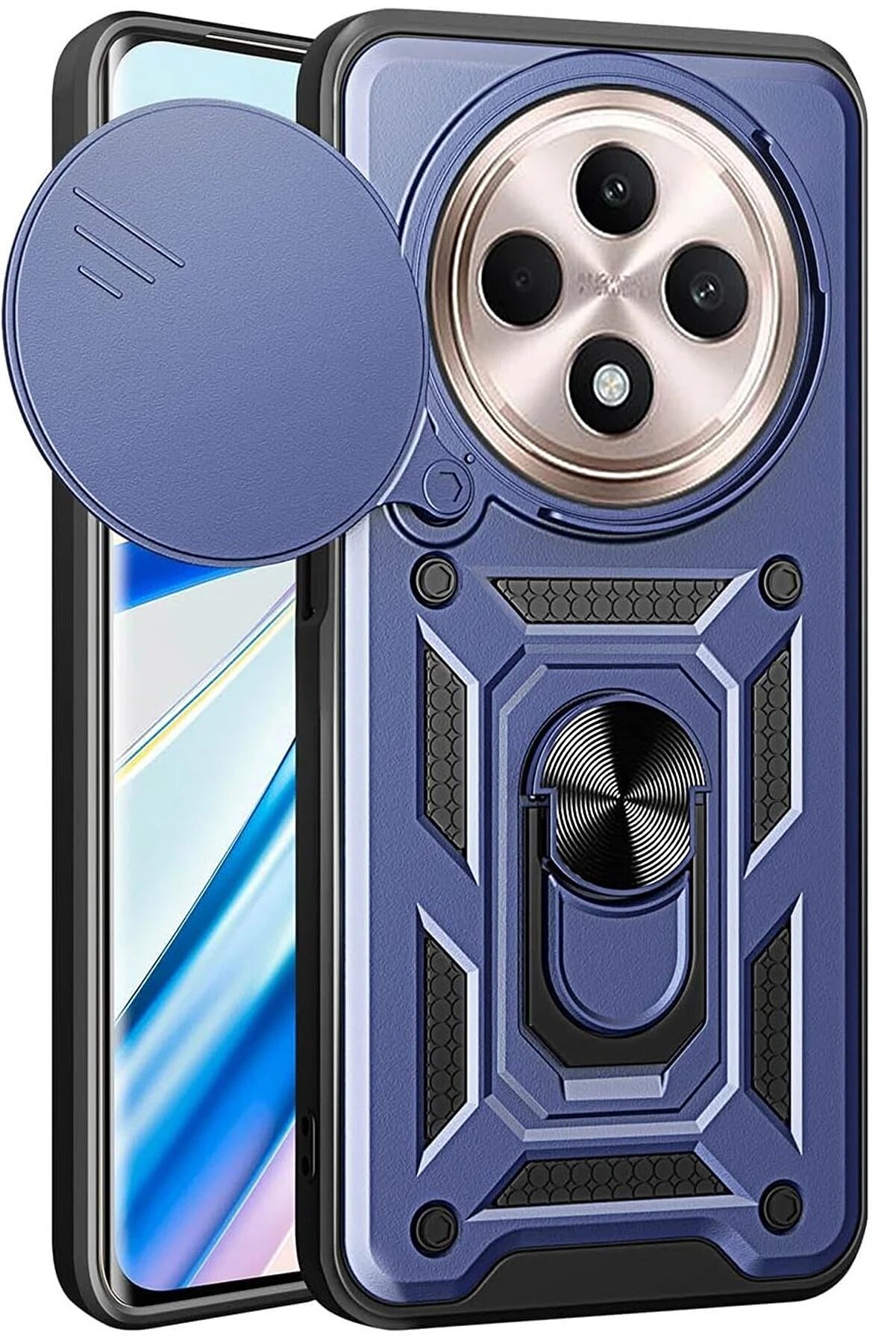 CepteToptan Xiaomi Redmi 14C Kılıf Pars Lens Yüzüklü Silikon - Lacivert - DROPX6786-4155