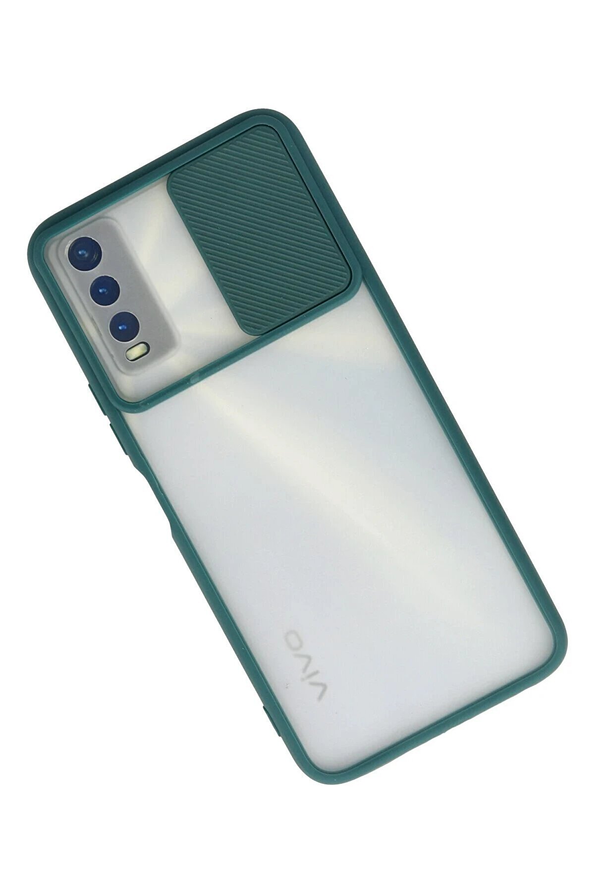 Vi̇vo Y11S Kılıf Palm Buzlu Kamera Sürgülü Si̇li̇kon - Yeşi̇l - Dropx1444-2612