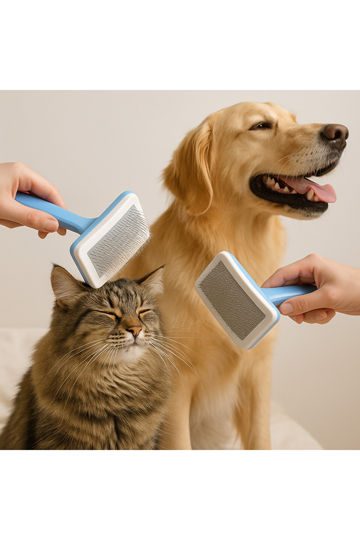 2 Li̇ Kedi̇ Köpek Tüy Temi̇zleme Fırçası – Otomati̇k Kendi̇ni̇ Temi̇zleyen Tımar Tarağı