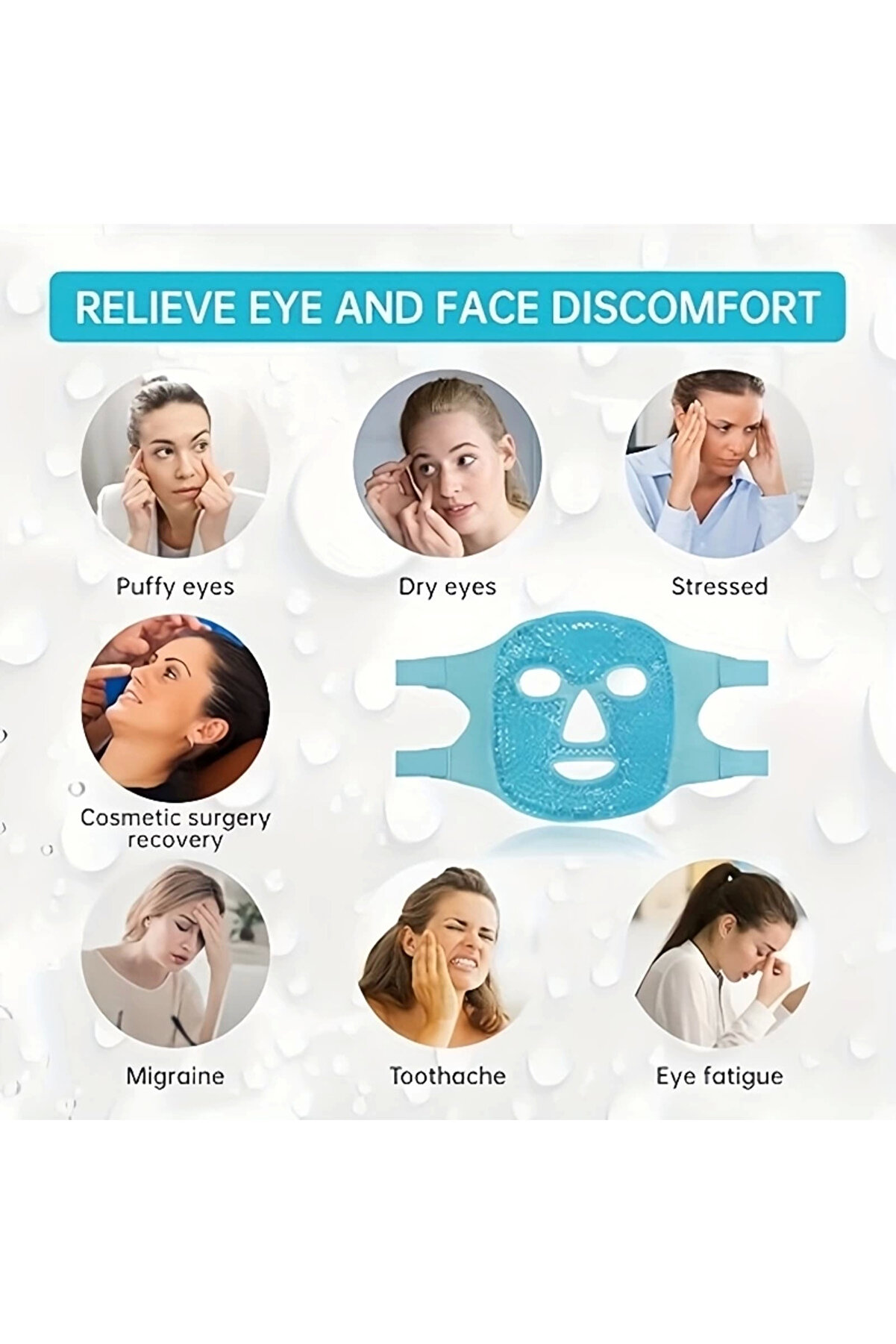 Terapi̇ Jel Yüz Maskesi̇ Soğuk Ve Sıcak Boncuklu Ayarlanabi̇li̇r Maske (Mavi̇)