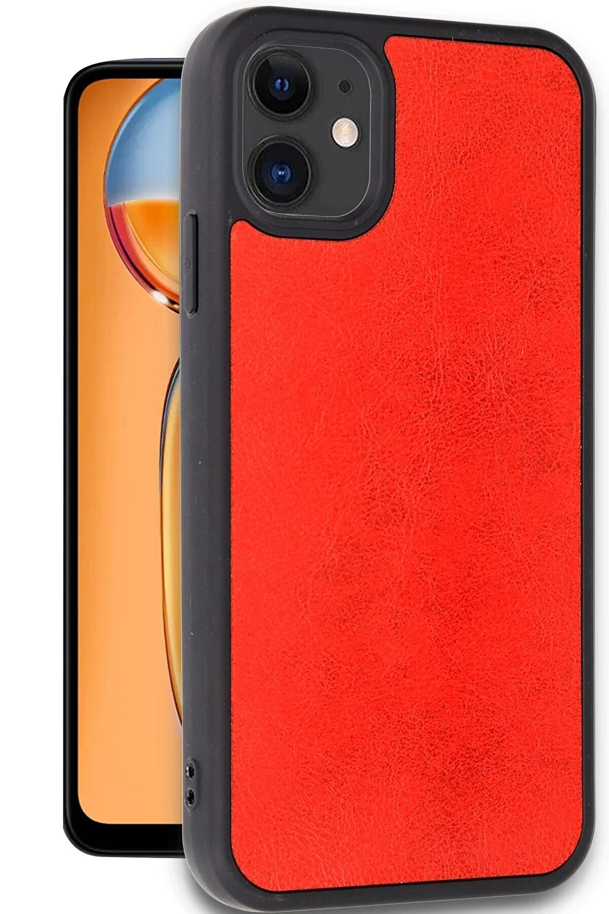 İphone 11 Kılıf Aras Deri̇ Kapak - Kırmızı