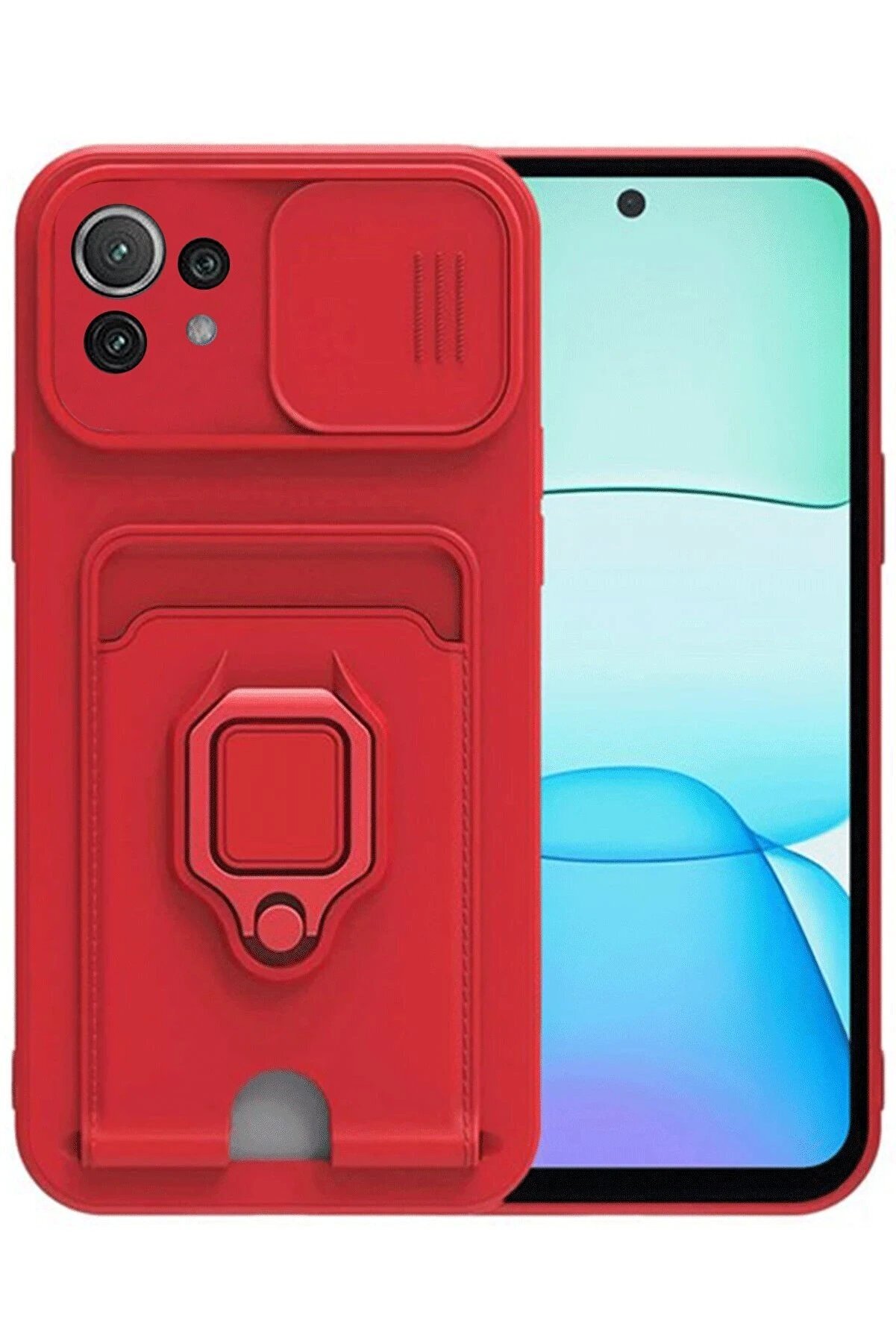 nerede bulurum Xiaomi Mİ 11 Lite Kılıf Zuma Kartvizitli Yüzüklü Silikon - Kırmızı