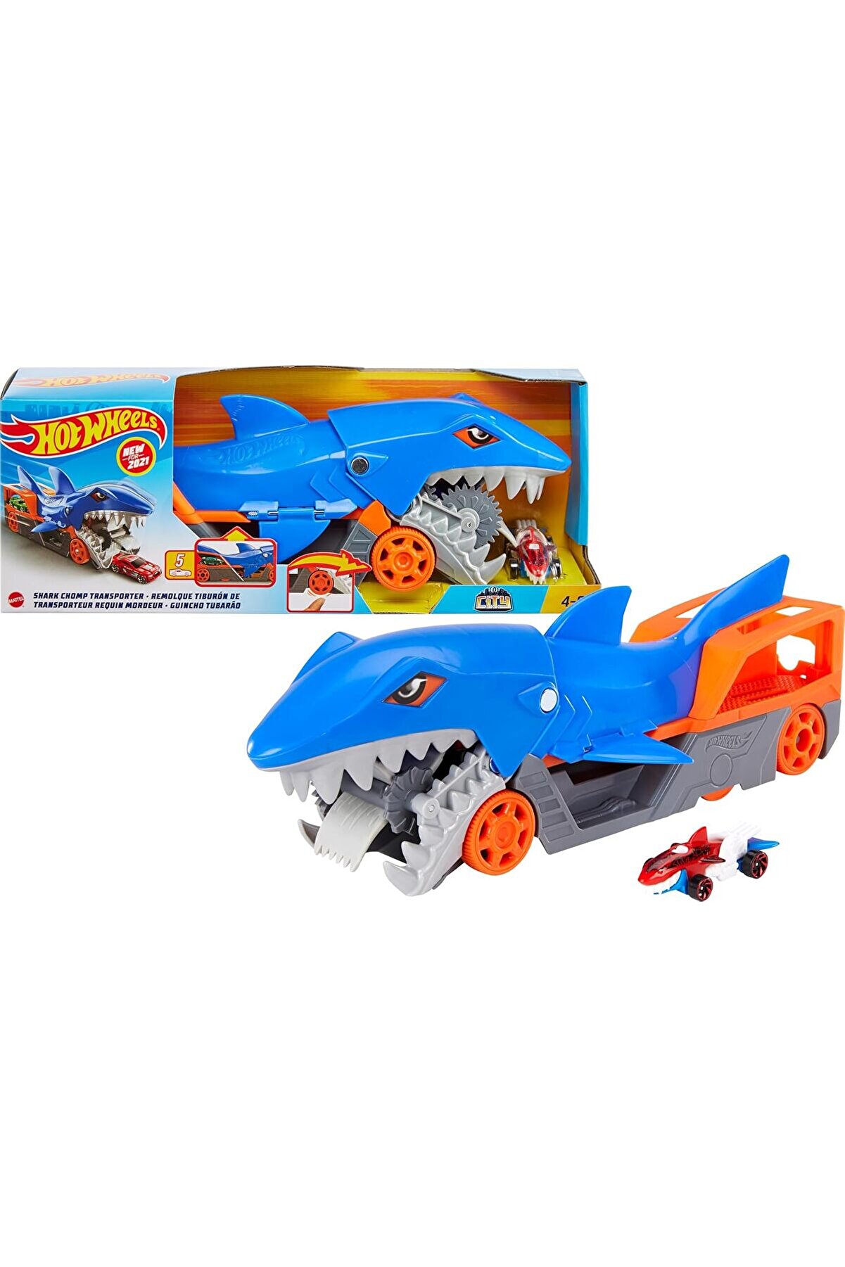 STOREMAX goldwhirl Köpek Balığı Taşıyıcı Hot Köpek Balığı Taşıyıcı Oyun Seti, 1 Adet 1:64 Ölçekli Araba İçeri