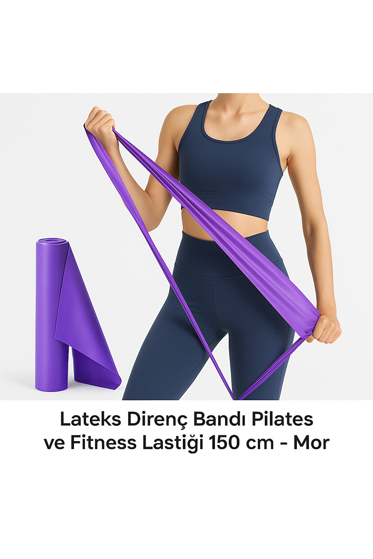 TRENDMEN Lateks Direnç Bandı Pilates ve Fitness Lastiği 150 cm - Mor