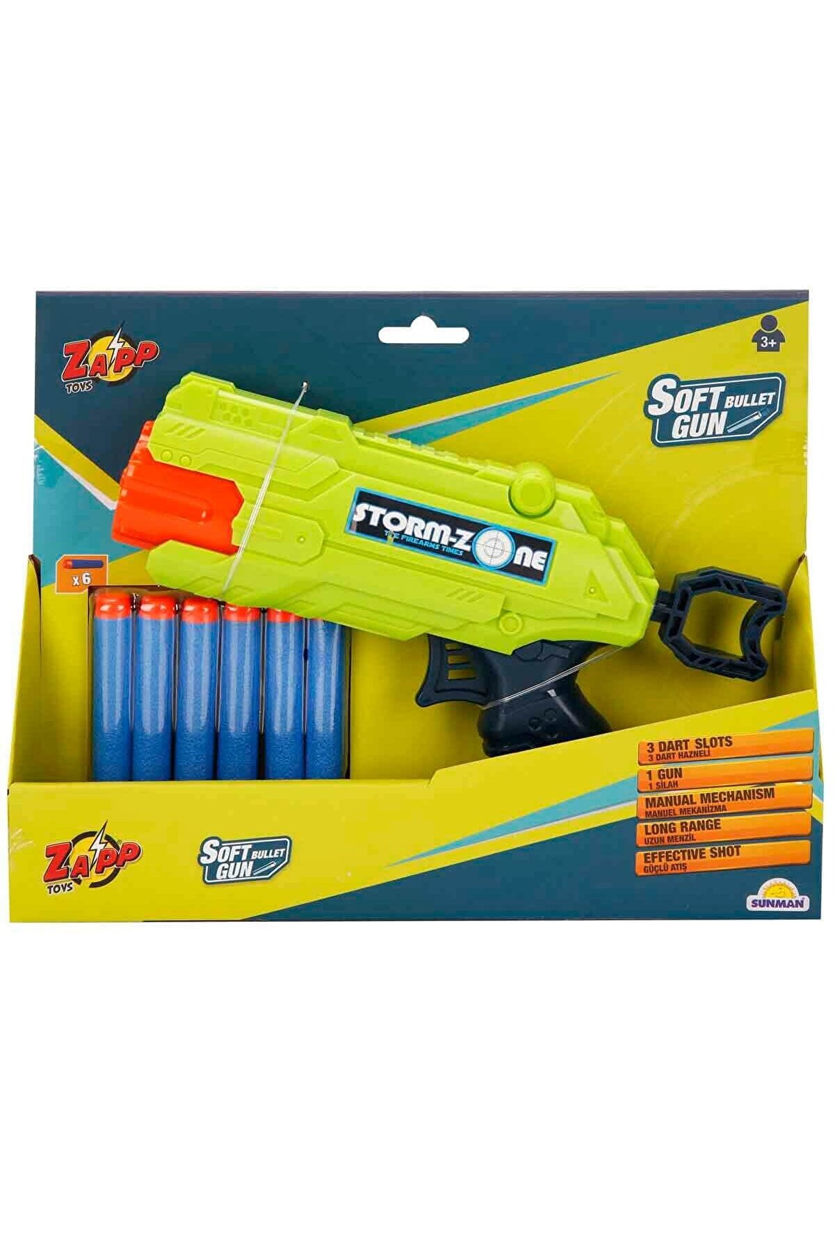 Sunman 2712 Zapp 6 Mermili Sünger Dart Atan Silah -Sunman
