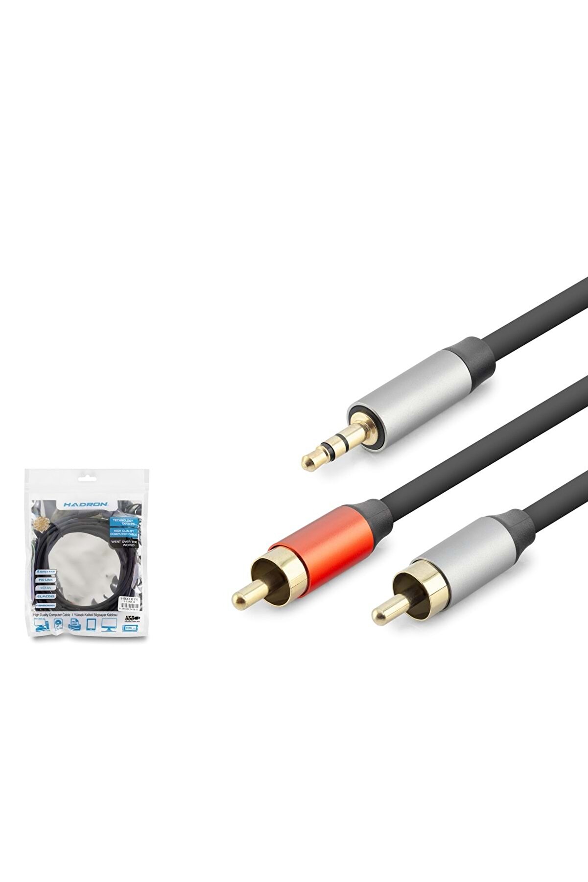 ALFA AKSESUAR 03 Hadron Hdx1074 3.5Mm To 2Rca Kablo 2Line Gold 3M Siyah