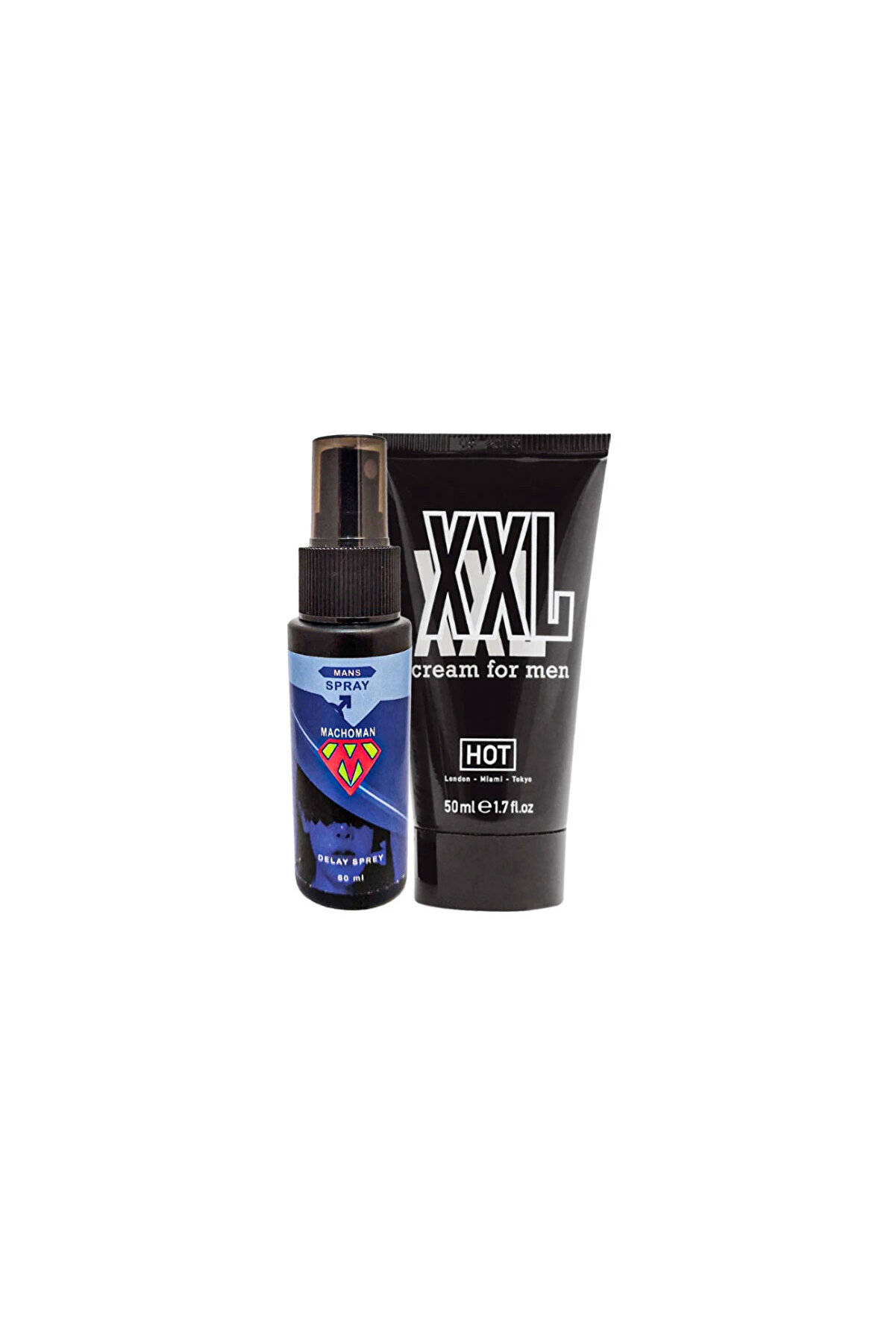 Adoil Bonie Machoman 60 ml Erkeklere Özel Zaman Spreyi + Hotxxl Erkek Özel Kısım Boyutlandırıcı Krem