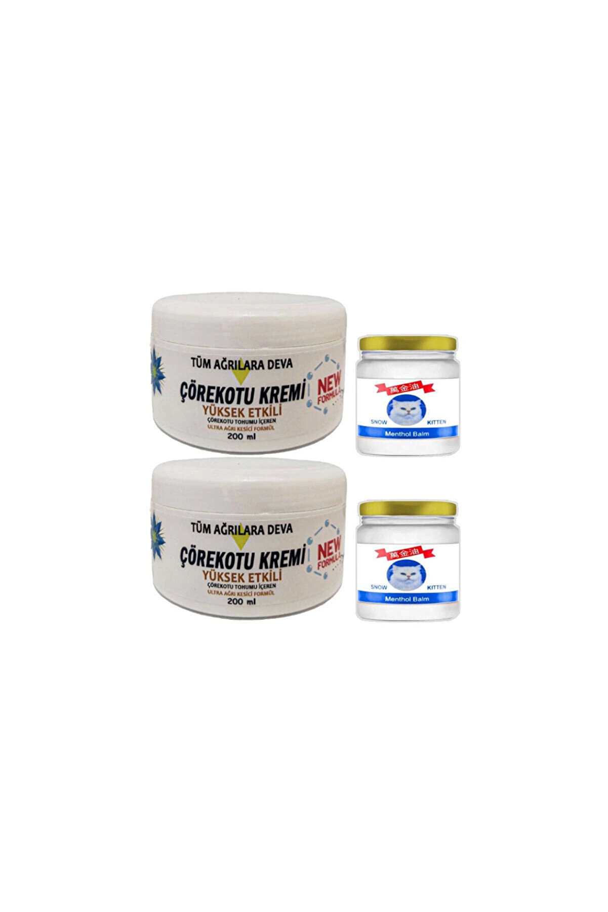 Adoil Çörek Otu Kremi XL Boy 2x200 ml+Snow Kitten 2x50 ml Menthol Balm