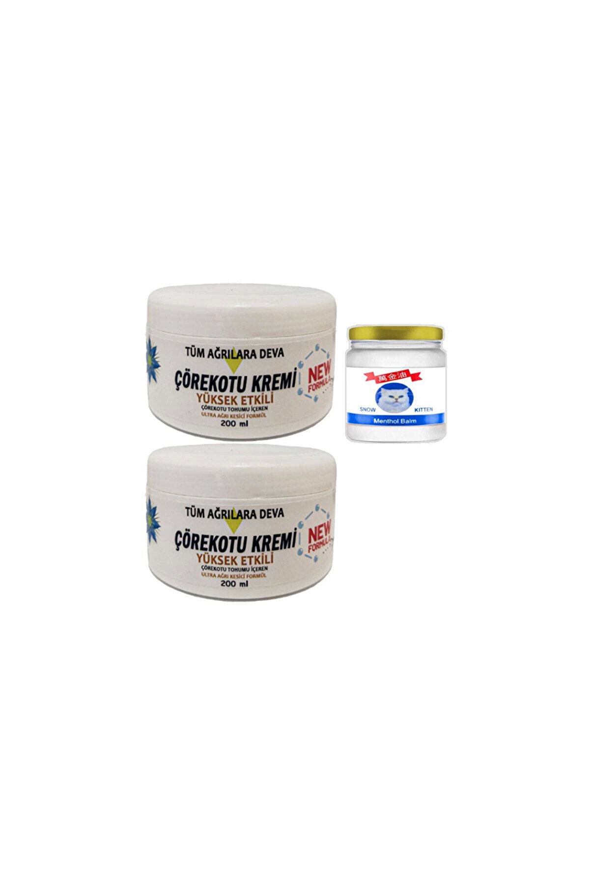 Adoil Çörek Otu Kremi XL Boy 2x200 ml+Snow Kitten 50 ml Menthol Balm