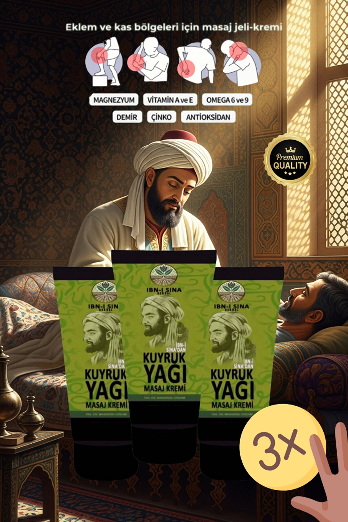 İbni̇ Si̇na Kuyruk Yağı Muci̇zesi̇ Rahatlatıcı Masaj Kremi̇ 3 Adet