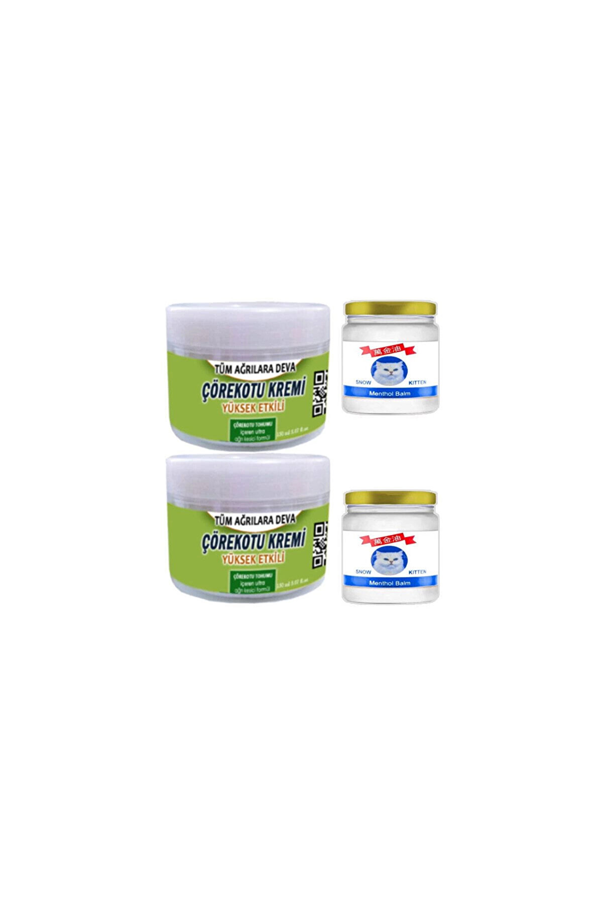 Adoil Çörek Otu Kremi 2x150 ml Rahatlatıcı Krem +Snow Kitten 2x50 ml Menthol Balm
