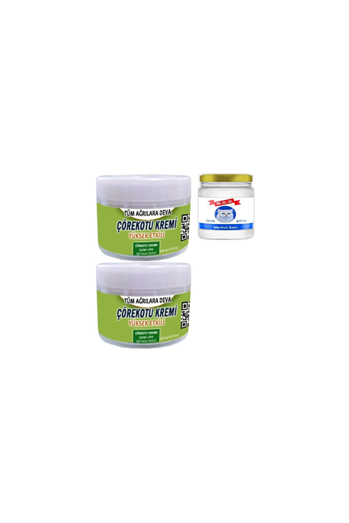 Adoil Çörek Otu Kremi 2x150 ml Rahatlatıcı Krem +Snow Kitten 50 ml Menthol Balm