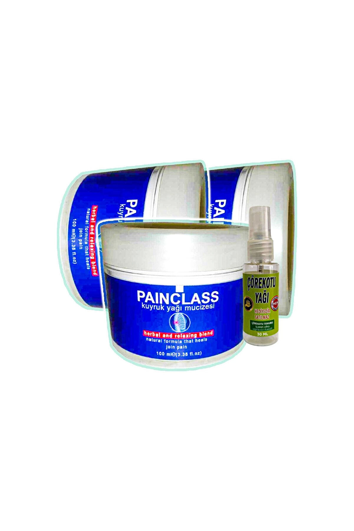 Adoil Painclass Rahatlatıcı Kuyruk Yağı Bakım Kremi 3x100 ml+30 ml Çörek Otu Yağı ile