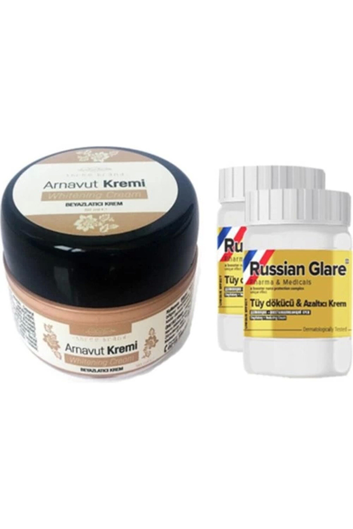 Adoi̇l Three Brand 50 Ml Arnavut Aklık Kremi̇ 1 Ad + Russıan Glare Tüy Dökücü Azaltıcı Merhem 50 Ml 2 Ad