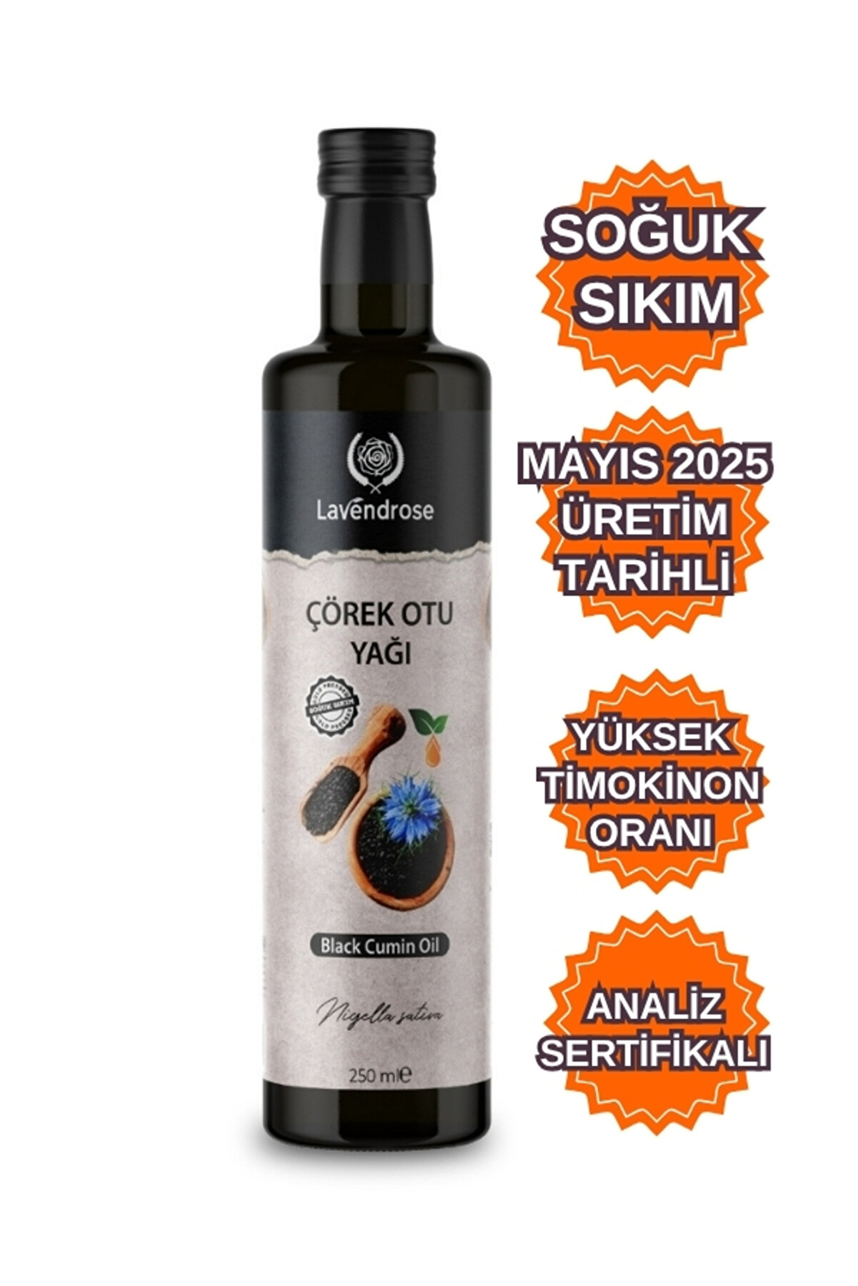 Lavendrose Çörek Otu Yağı 250ml Yüksek Timokinonlu Soğuk Sıkım %100 Saf Ve Doğal * Çörekotu Yağı
