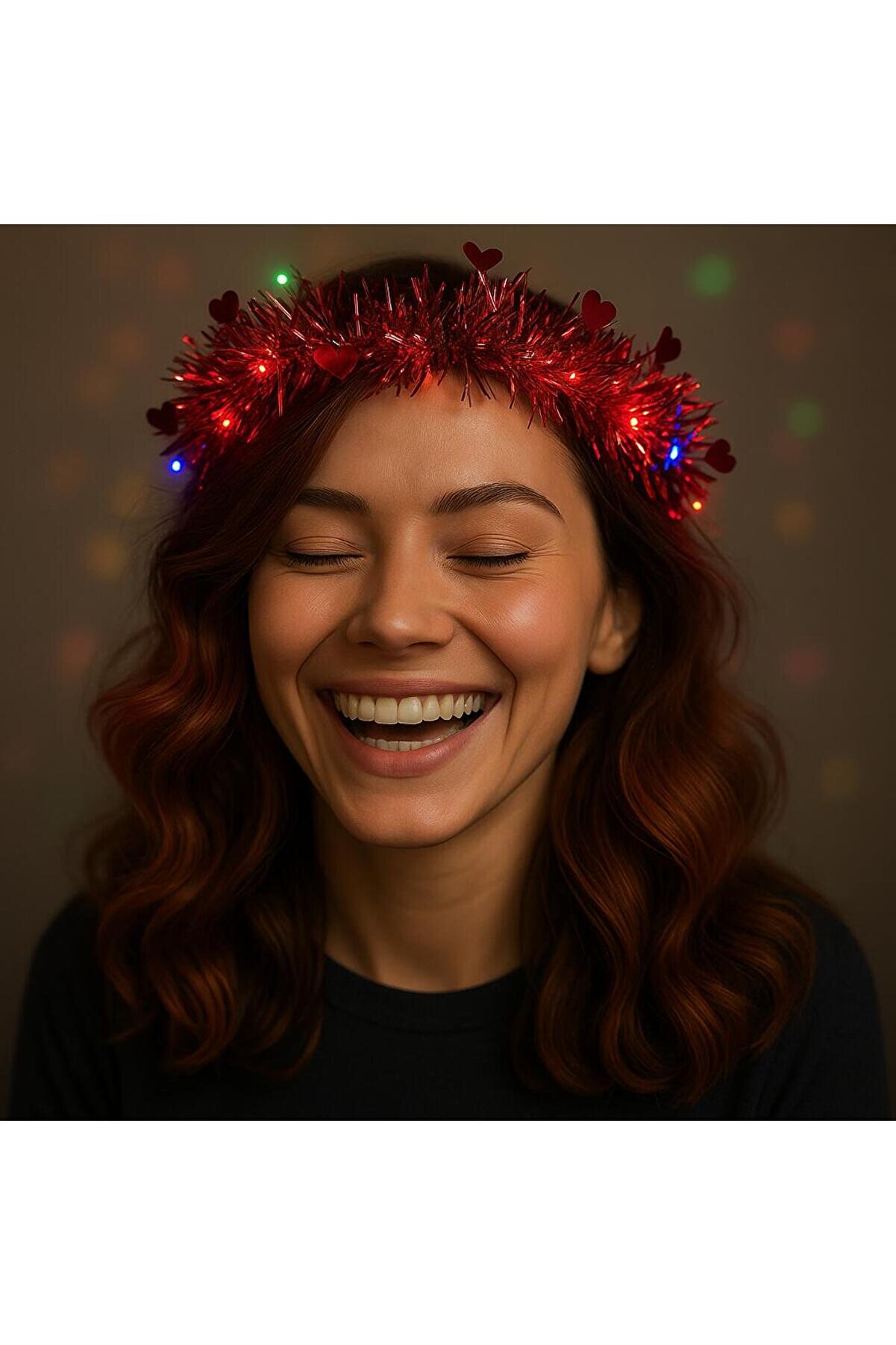 Ethab Ti̇caret Kalp P&uuml;sk&uuml;ll&uuml; 3 Modlu Led Işıklı Ta&ccedil; Kırmızı Renk