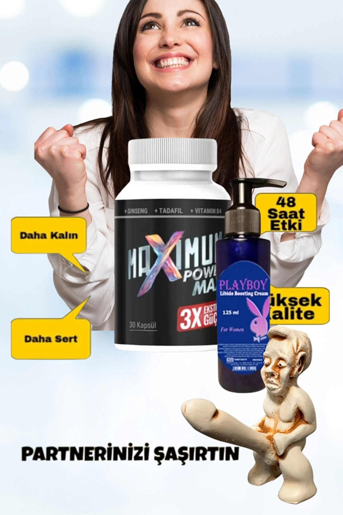 Adoi̇l Maxi̇mum Power Erkeklere Özel Bölge Destekleyi̇ci̇ 30 Lu X 2 Adet -Li̇bi̇do Arttırıcı Krem Muci̇ze Set