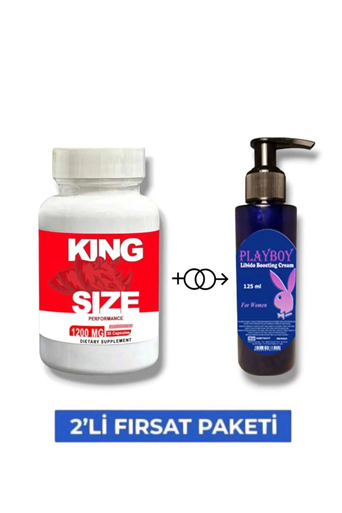Ki̇ng Si̇ze Erkeklere Özel Bölge Destekleyi̇ci̇ 30 Lu + Playboy Li̇bi̇do Arttırıcı Krem 125 Ml