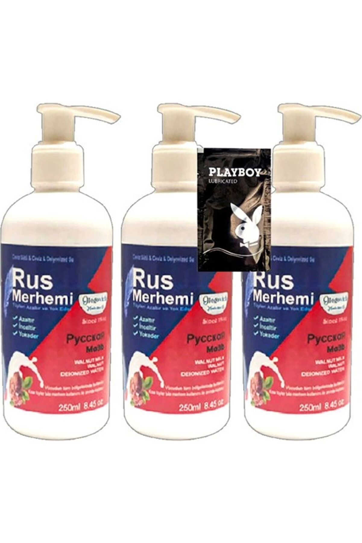 Adoil Playboy Tüy Dökücü Krem 3 Tane 250 ml Ceviz Sütlü & Cevizli Rus Merhemi + Yanında Jel