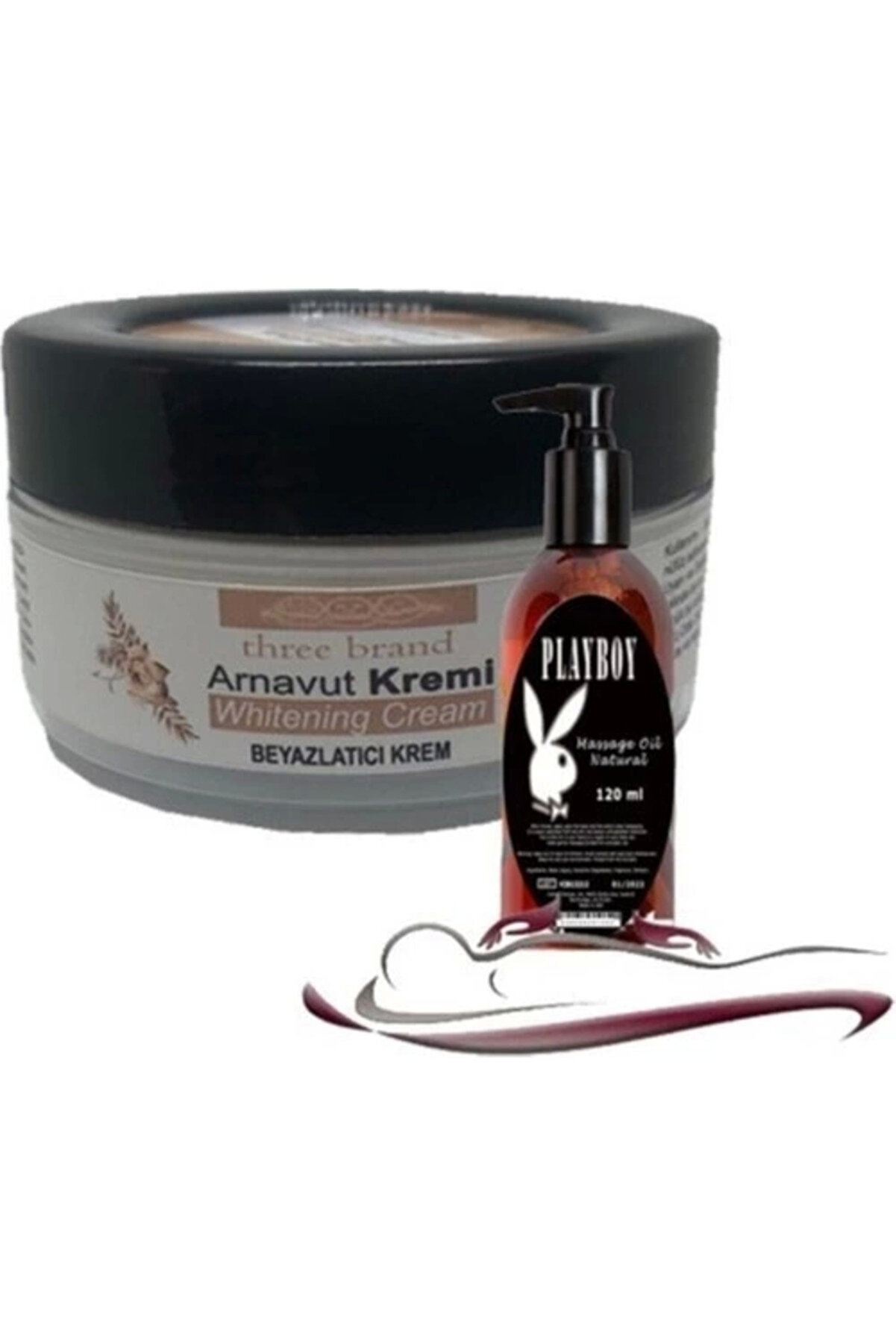Adoil Playboy Three Brand Whitening Cream 4 Adet Arnavut Kremi 50 ml Aklık Kremi ile 120ML Masaj Yağı