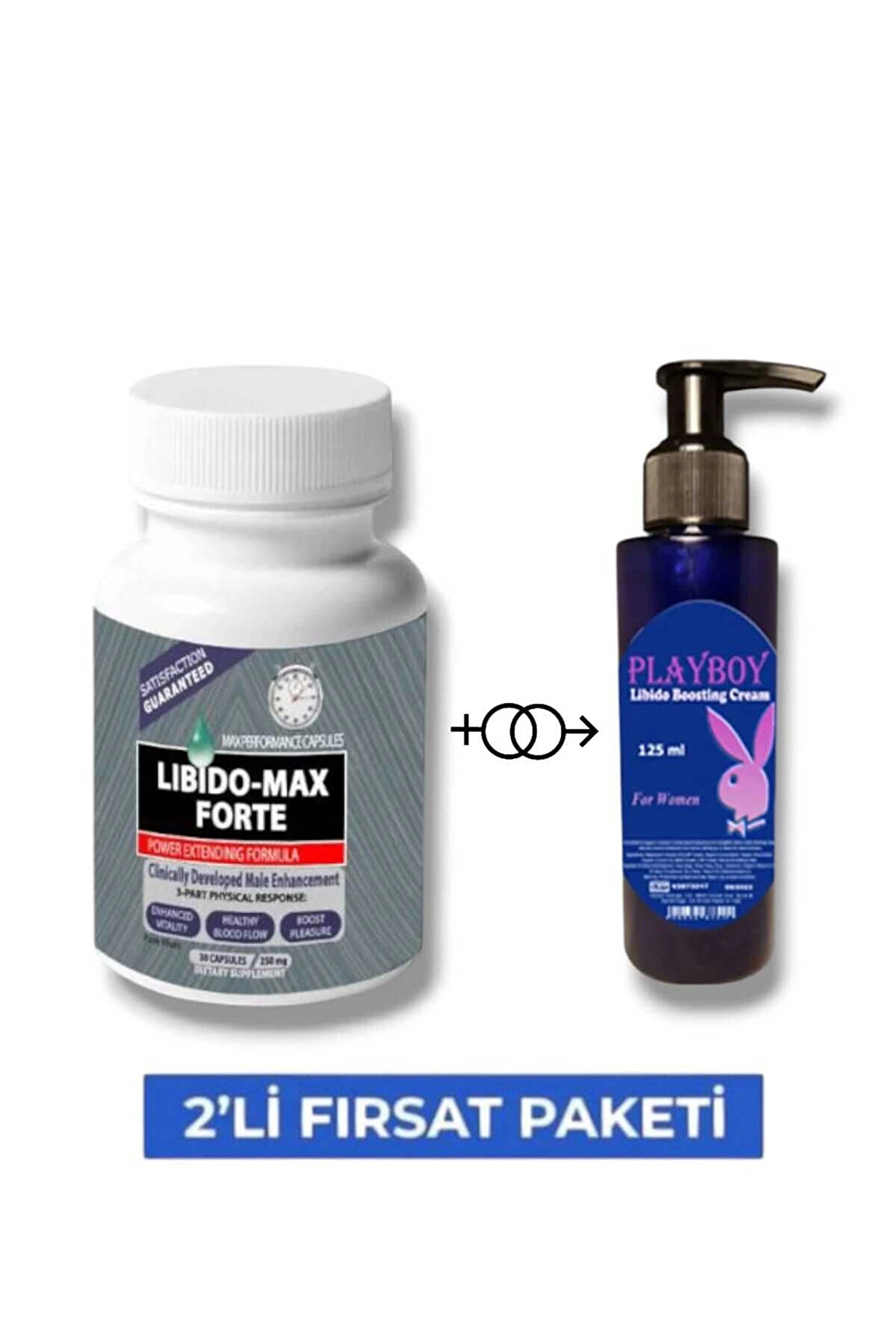 Li̇bi̇do Max Forte Erkeklere Özel Bölge Destekleyi̇ci̇ 30 Lu + Playboy Li̇bi̇do Arttırıcı Krem 125 Ml