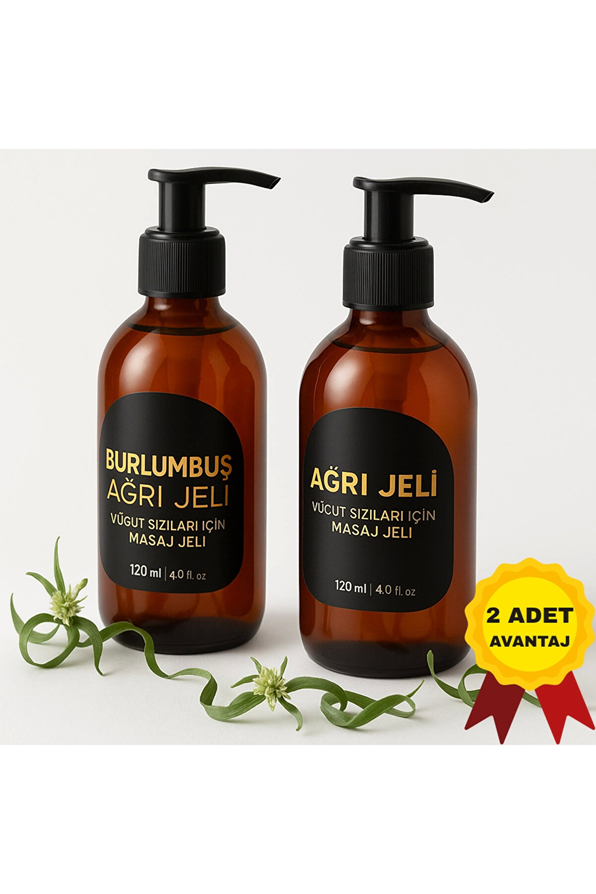 Adoil Burlumbuş Otu Vücut Masaj Jeli 120 ml 2'li Set