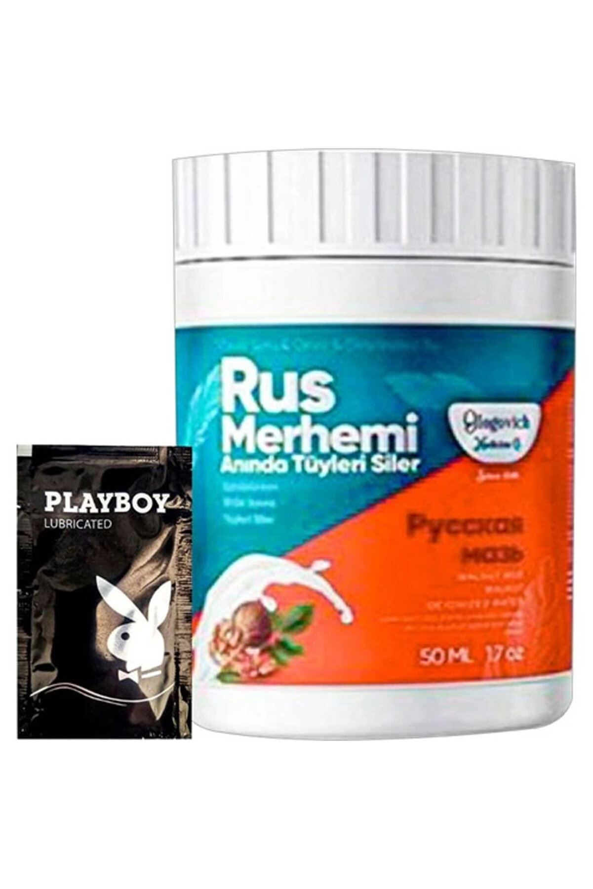 Adoil Playboy Turquoise Ceviz & Ceviz Sütü Rus Merhemi 50 ml Tüy Dökücü Krem + 1 Armağan Jel