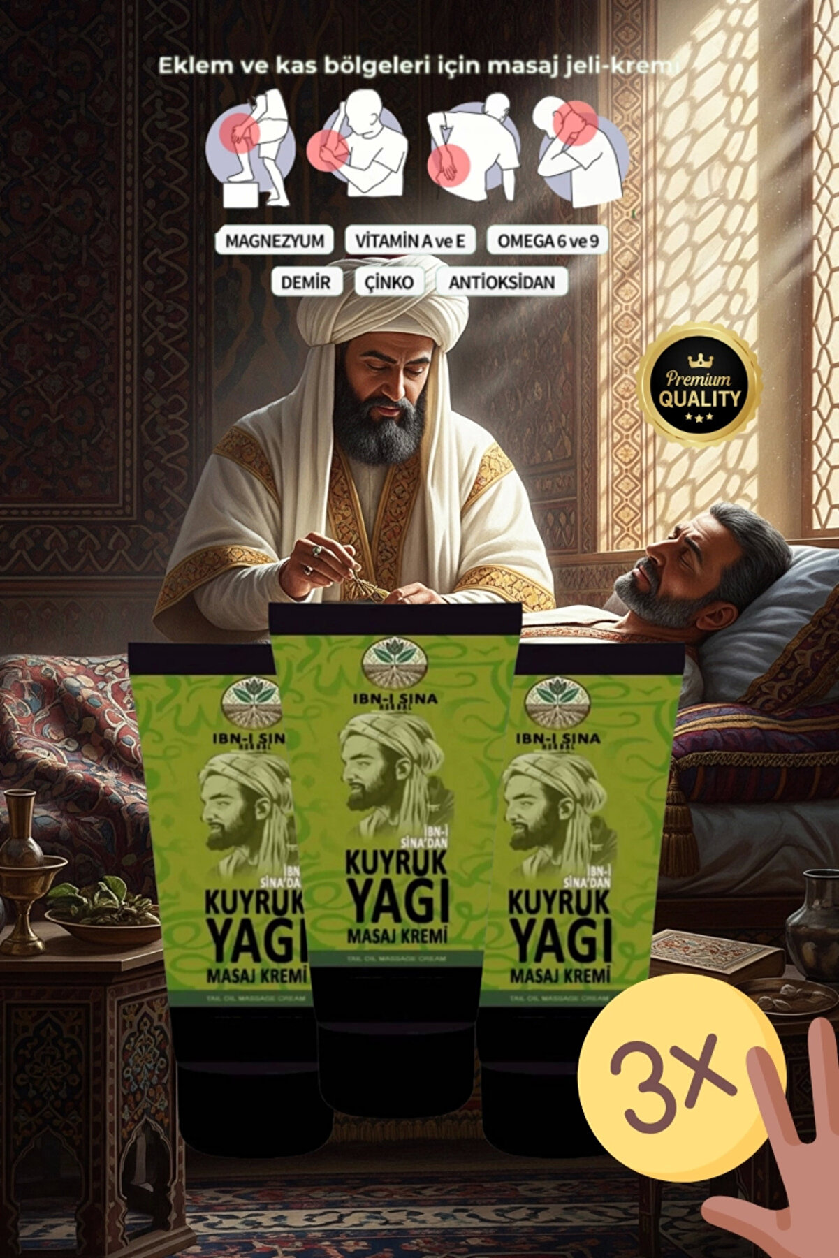 Adoil İbni Sina Kuyruk Yağı Mucizesi Rahatlatıcı Masaj Kremi 3 Adet