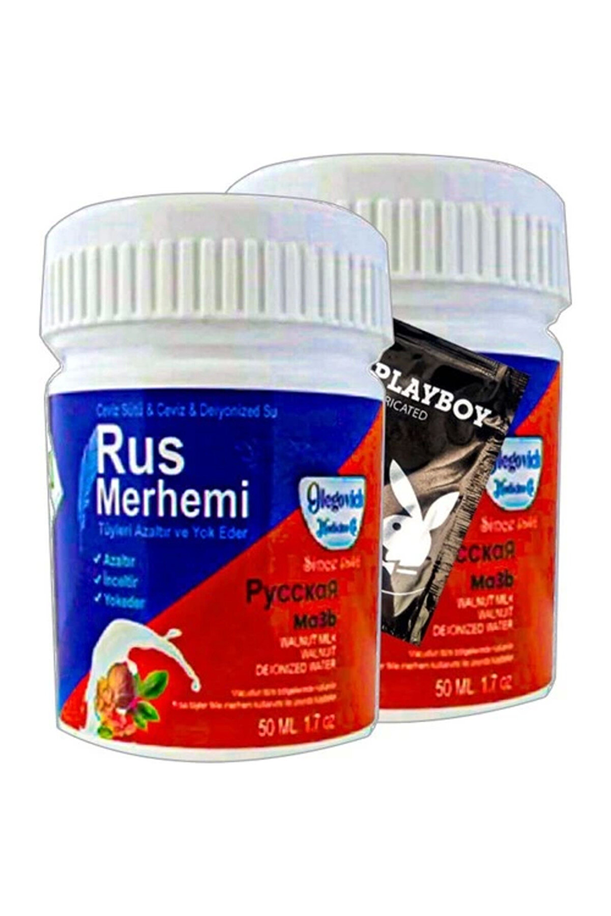 Adoil Playboy Blue Rus Merhemi 2 Tane 50 ml Tüy Dökücü Krem + Yanında Jel